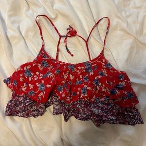 Urban Outfitters Red and Purple flowy floral top